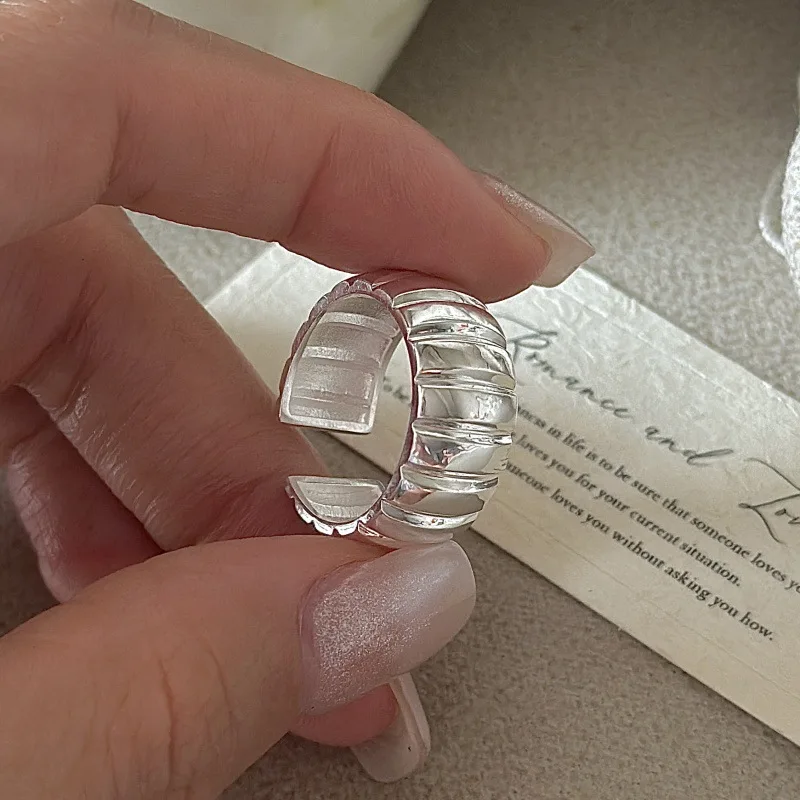 

S925 Стерлингового Серебра Ниша Дизайн Чувство Ретро Простое Базовое Кольцо Корейская Версия Корейский Стиль Модное Кольцо Оптом