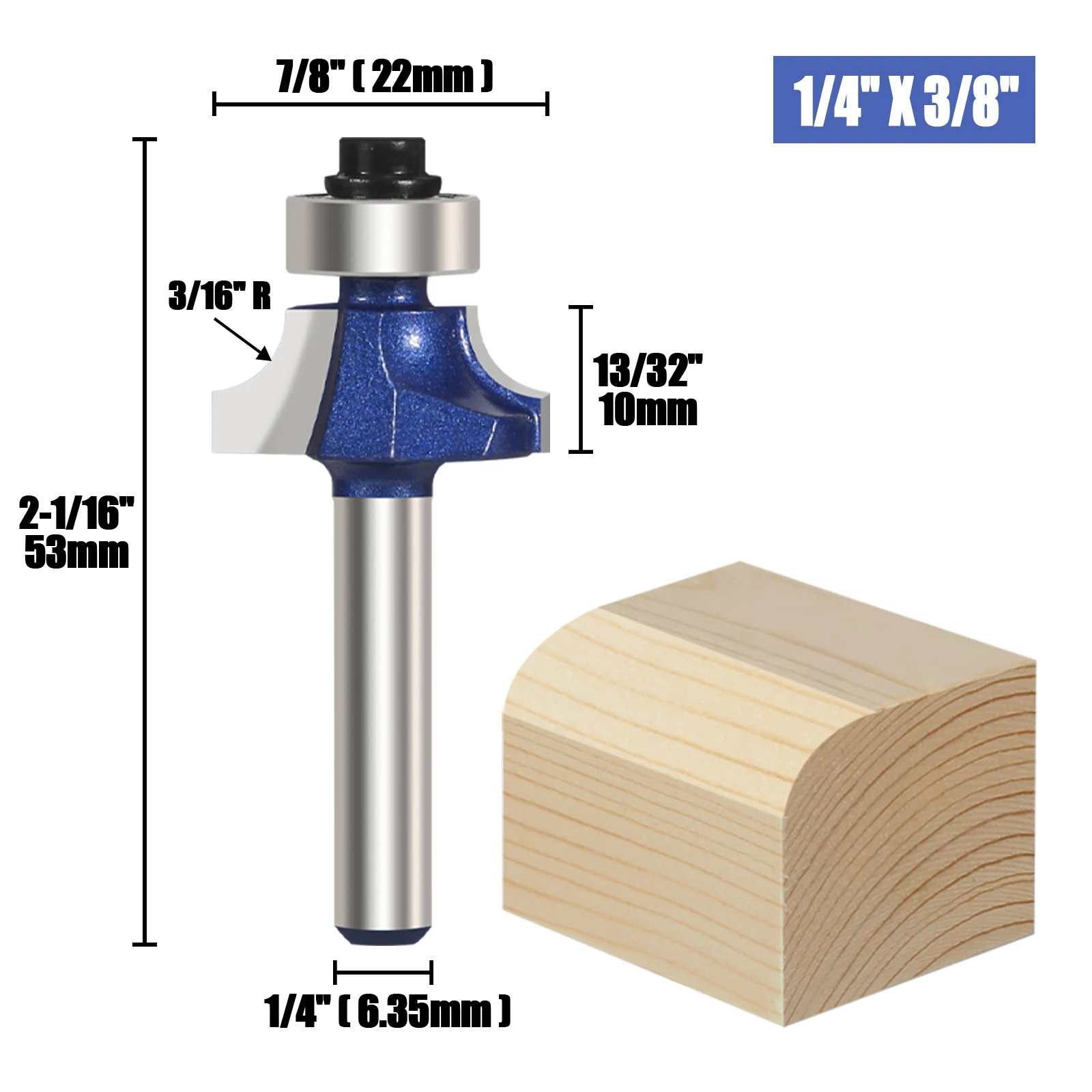 Versery 1PC 6.35mm 1/4” Shank Corner Round Professional level Over Router Bit Milling Cutter For Wood Woodwork Tungsten Carbide