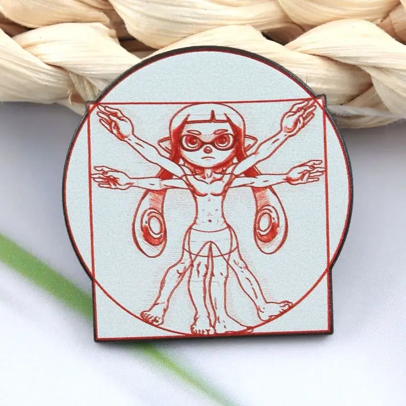Broche en émail amusante Anime Fille Vitruvienne, Badge en métal mignon de personnage Manga, Épingles de revers pour sacs à dos, vêtements, bijoux, cadeau pour fans