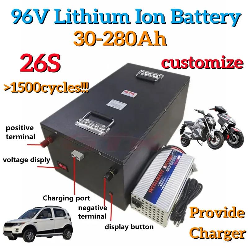 GTK 26S 96V 30Ah 50Ah 80Ah 100Ah 120Ah 150Ah 200Ah 280Ah Lithium Ion Battery for 4KW 9KW EV Motorcycle Tricycle Scooter Tour Bus