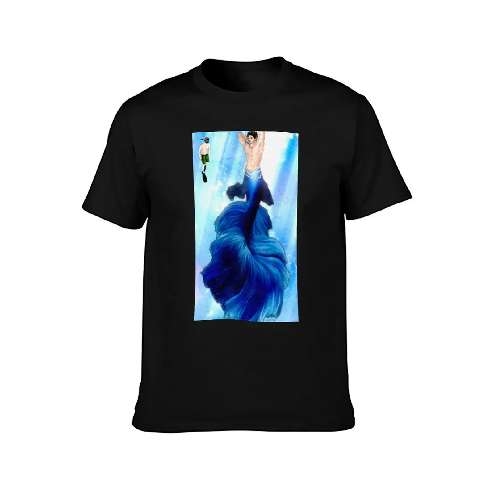 Destiel Mermaid AU T-Shirt Water Resistant Casual T-Shirt