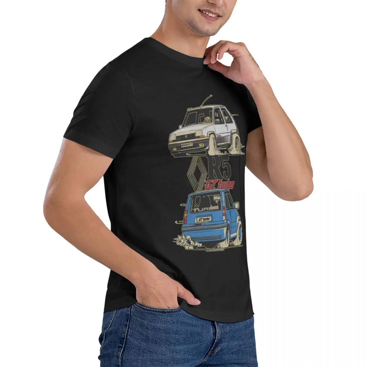 Vintage R 5 Gt Turbo Funny Cartoom Car T-Shirt 100% Cotton O-Neck Short Sleeve Casual Mens T-shirt Size S-3XL