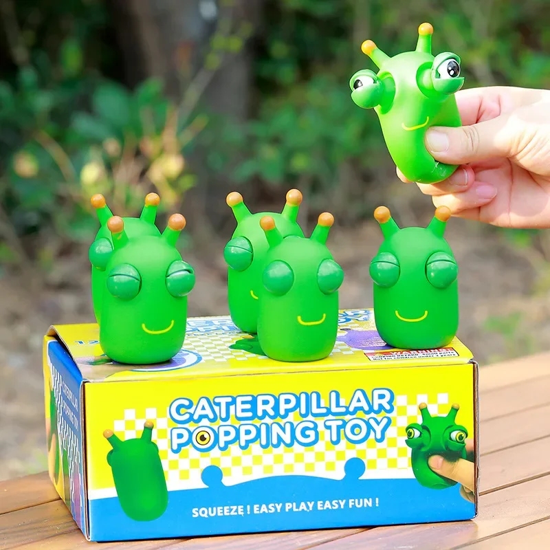 Squishy Caterpillar Fidget Toy Pop Stress Relief Squeeze with Bulging Eyes for Kids Adults Anxiety Relief Factory Direct