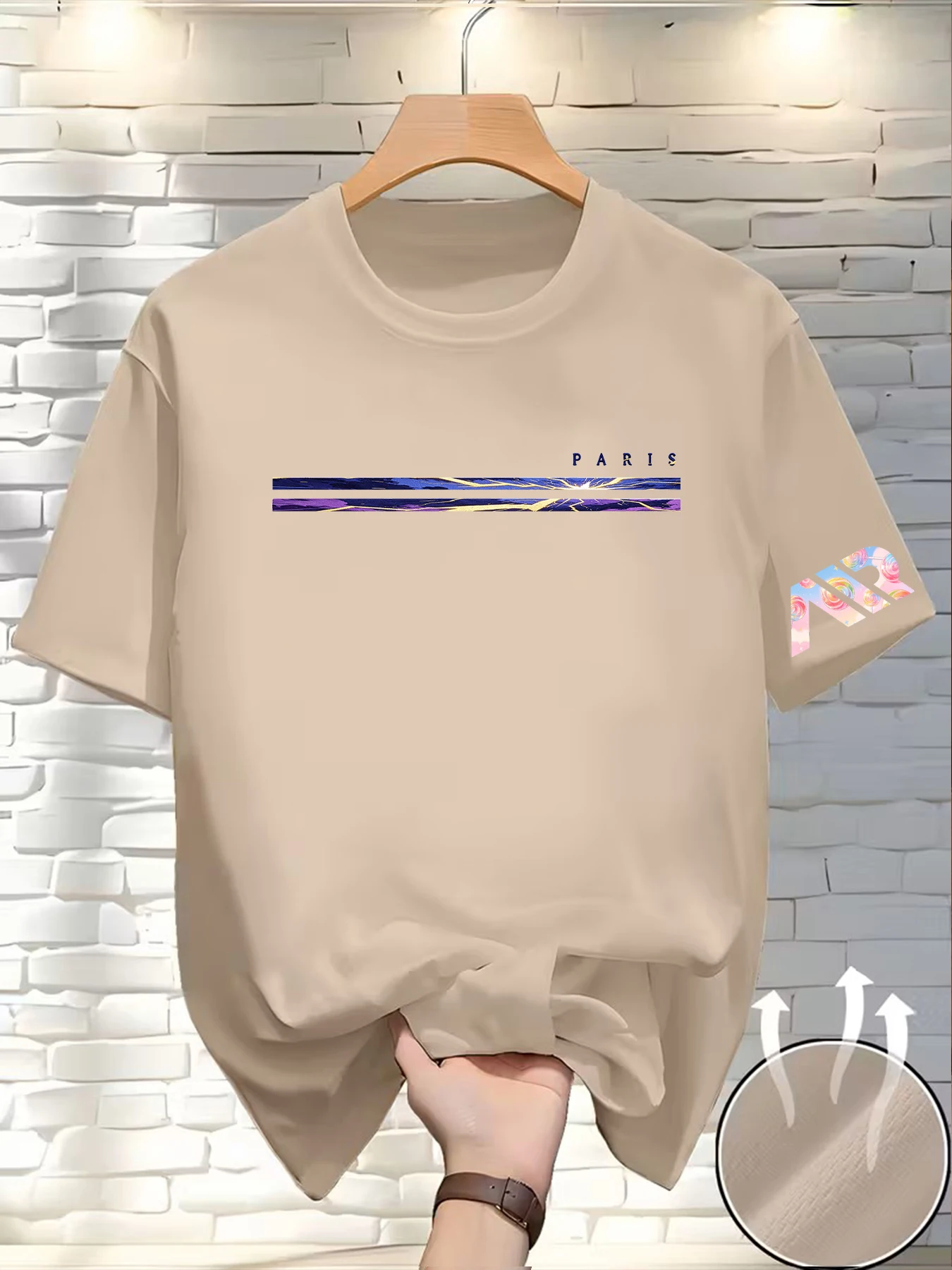 Nouveau T-shirt Homme Printemps/Été Décontracté Coupe Ample Oversize Imprimé Col Rond Manches Courtes Vêtement Homme