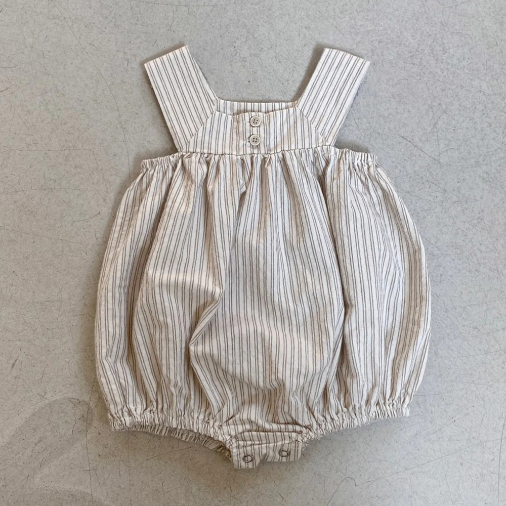 Summer Baby Vest Striped Romper Adorable Little Girl Simple Casual Jumpsuit Toddler Cotton Line Overalls for 0-24Months Clothes