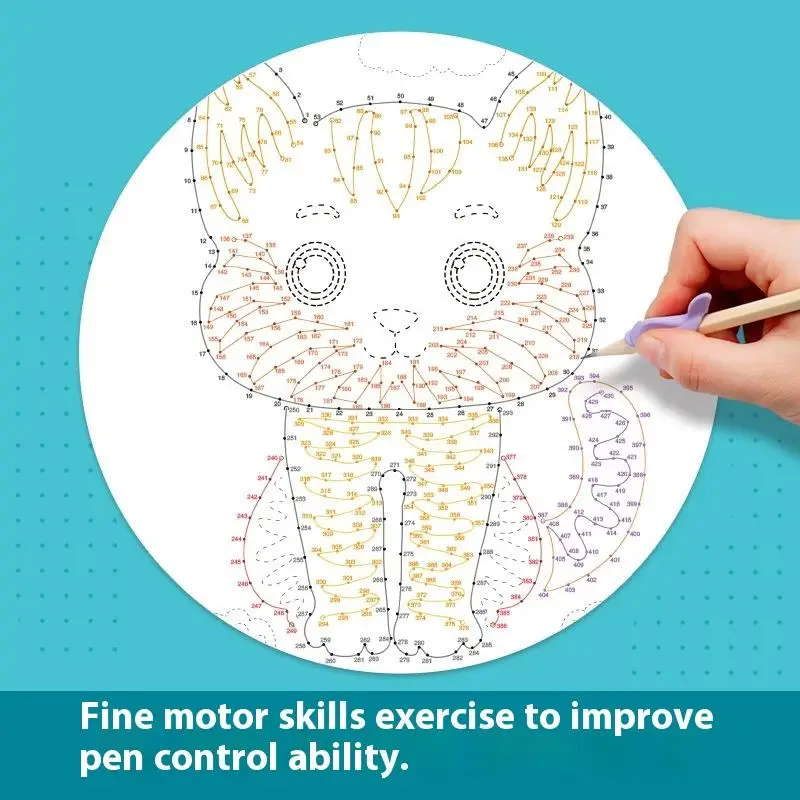 1/2/3Pcs Children's Digital Connectivity And Coloring Book Set Suitable For Ages 3-6 44 Pattern Focused Training Book
