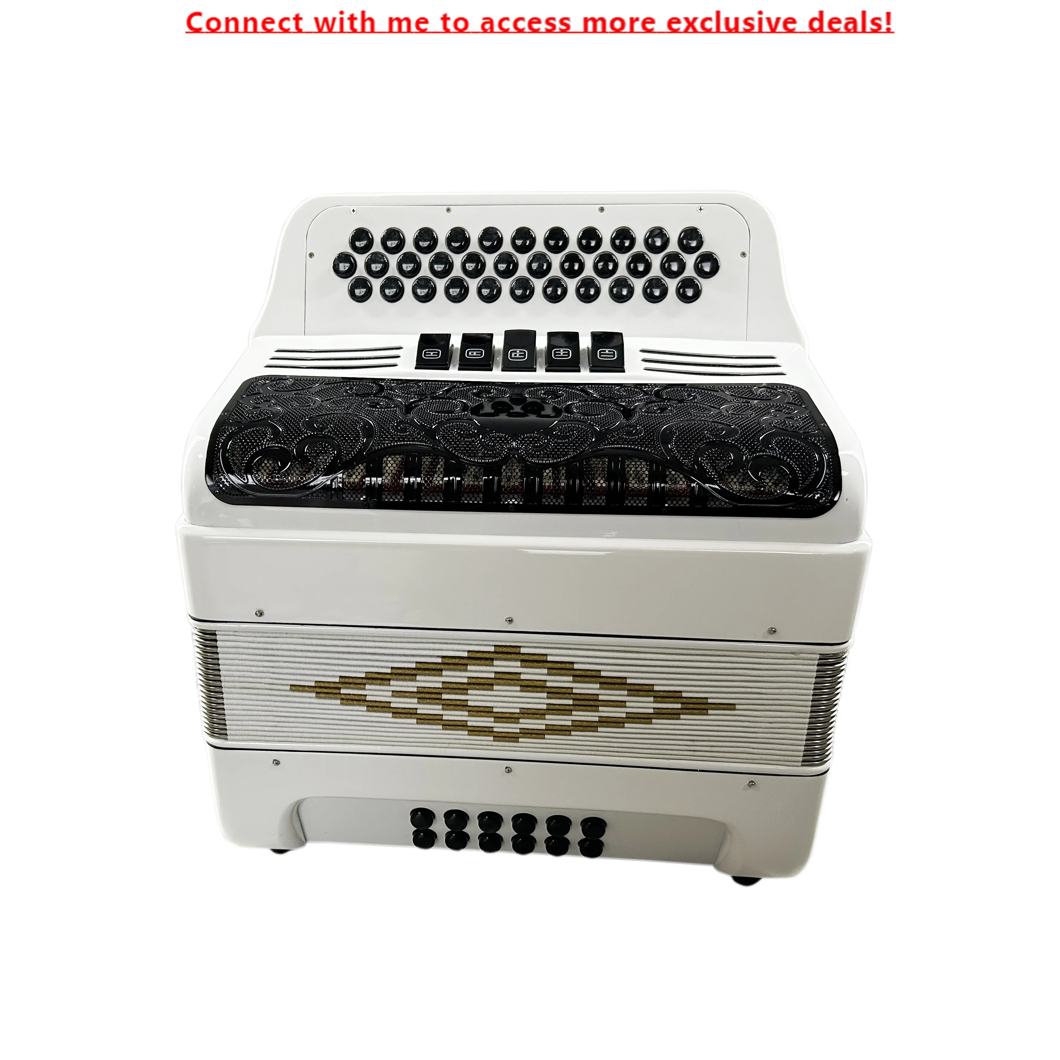 

SEASOUND OEM 34 Buttons 12 Bass 5 Registers Bright White Accordion Black Grill Black Buttons Instrument Acordeon JB3412D