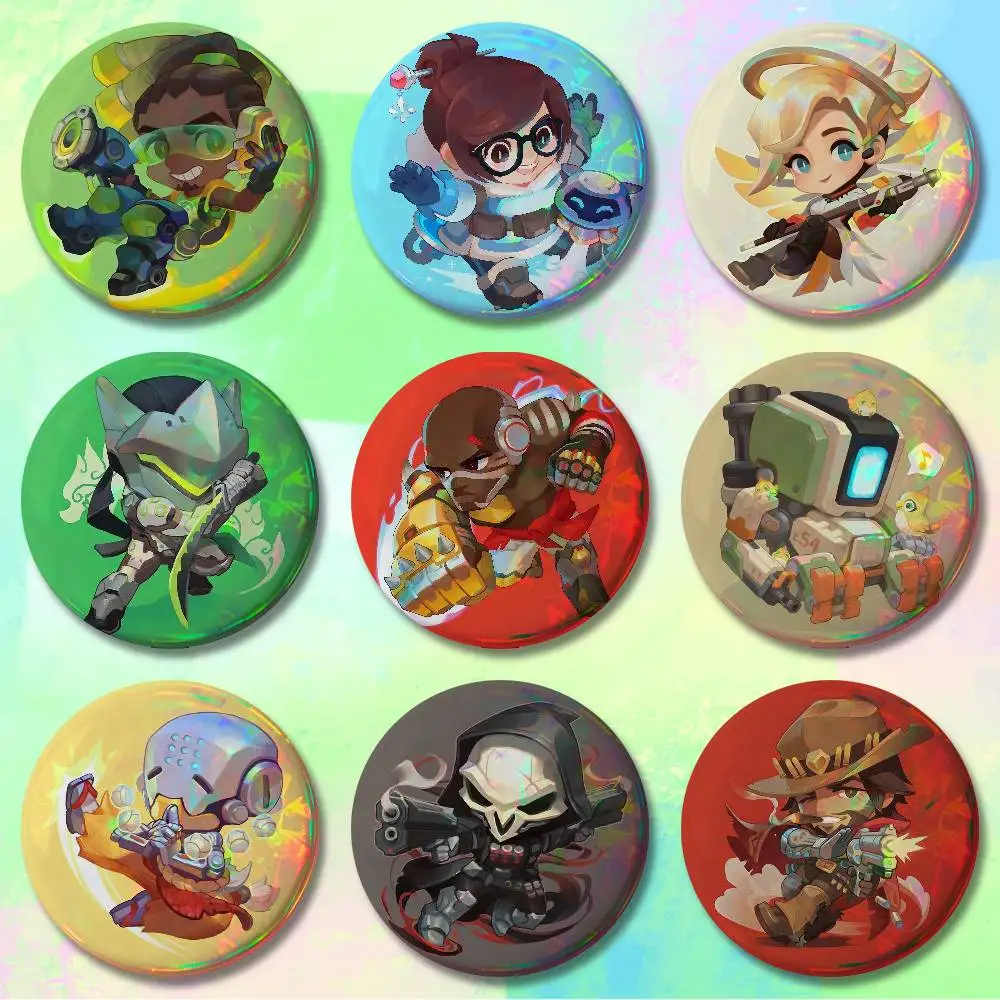 

Pop Game O-Overwatch-S 58mm 44mm HD Print Brooch Badges Pretty Derby Round Display Brooches Lapel Pins