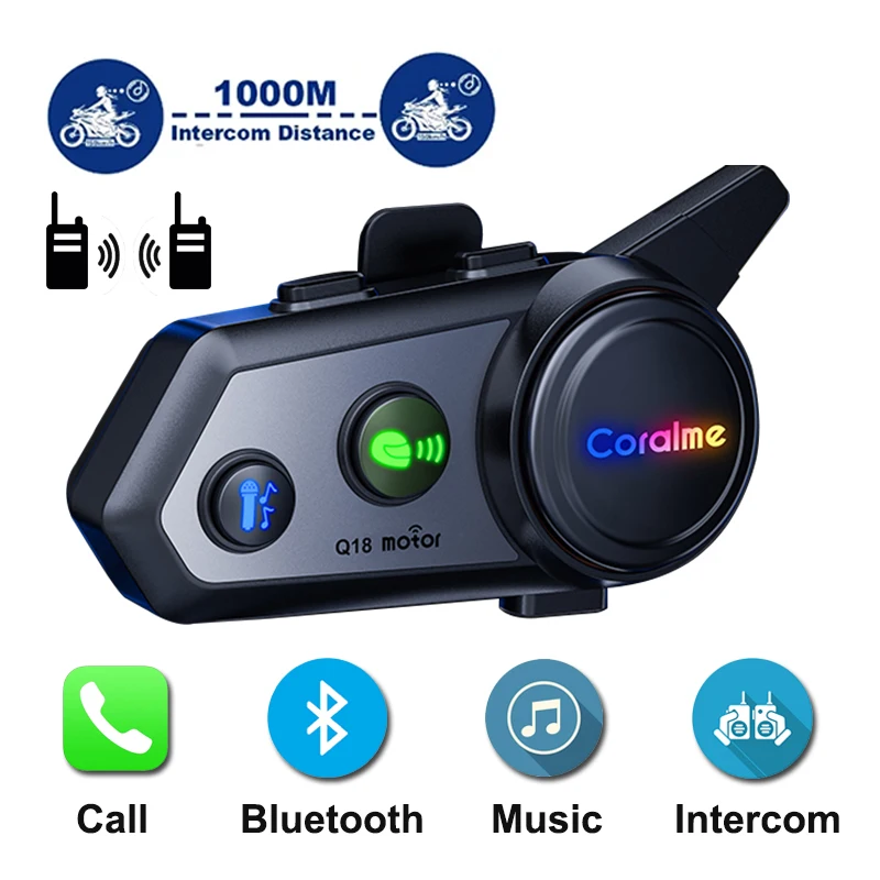 

Bluetooth Headset For Motorcycle Helmet 2-Person Intercom Music Share Waterproof Headsets Handsfree Calls Safe Riding Earphone