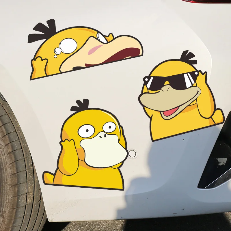 Pokemon Psyduck Car Sticker Anime Personality Stickers Decorative Car Motorcycle Bumper Creative Waterproof Stickers Accessories