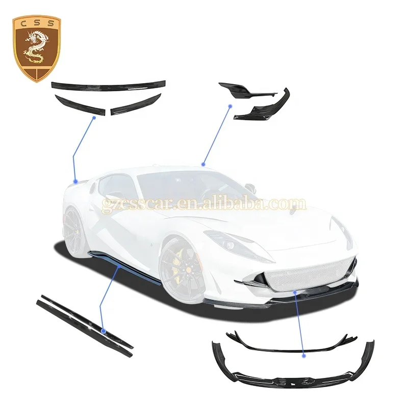 Kit de carrosserie en Fiber de carbone sèche pour Ferrari 812 Superfast GTS, lèvre avant et arrière, pièces de diffuseur, mise à niveau vers la Style Novi