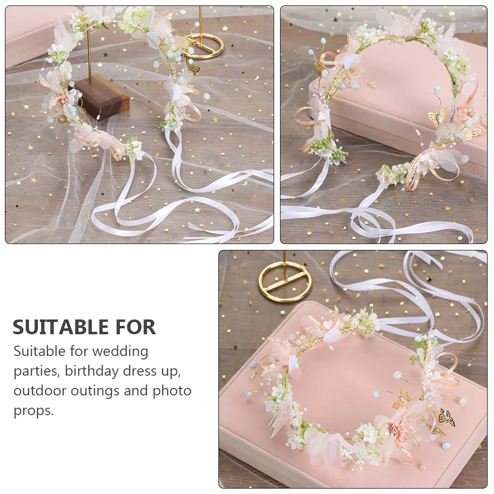 

1pc Fake Headband Adjustable Wedding Party Bridal Women Costume Flower Women Flower Wreath Wreath For Hair Accessory