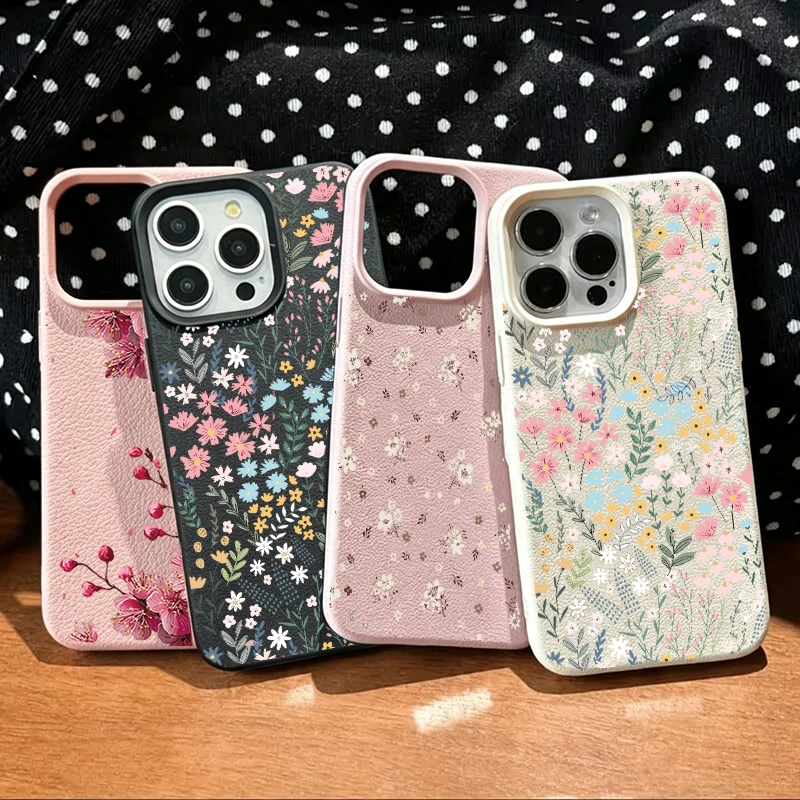 Full Screen Flowers Lichee Pattern Phone Case For Samsung Galaxy S26 S23 S24 S25 Plus Ultra FE Soft Leather Silicone Cover