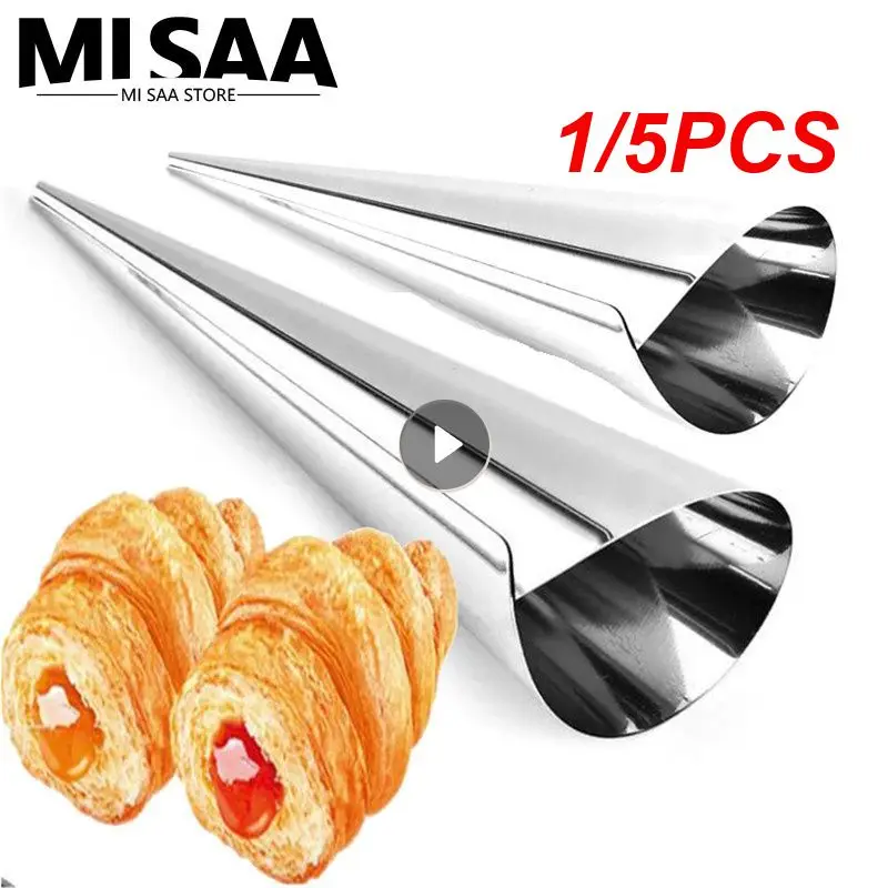 1/5PCS Croissant Point Mold Stainless Steel Spiral Conical Tube Versatile Top Notch Pastry Lovers Piping Tip High Quality