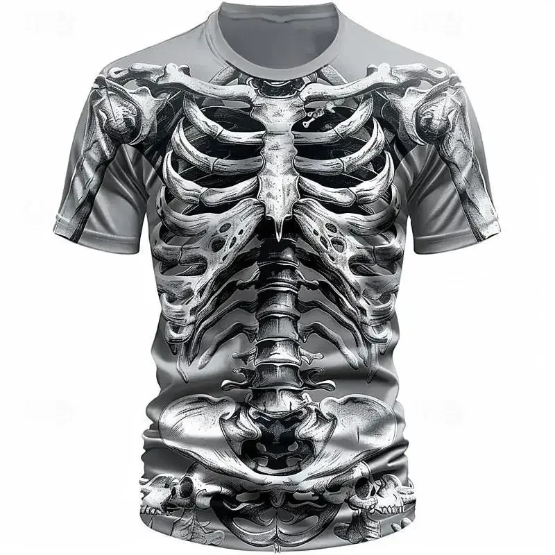 Halloween Skeleton Skull 3D Print T-Shirt Uomo Donna O-collo Manica Corta T-Shirt Oversize Harajuku Y2k Tees Top Per Bambini