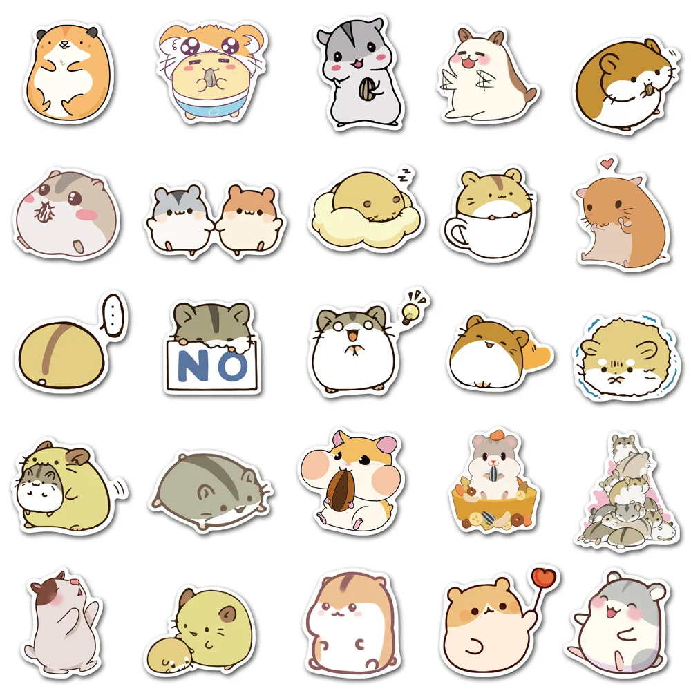 10/30/50PCS New Hamster Cartoon Personality Creative Computer Suitcase Mobile Phone  Car Decoration Waterproof Sticker Wholesale