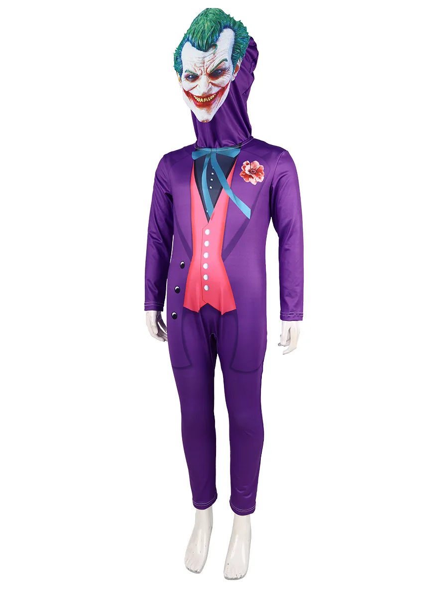 Kids and Adults Same Style Suicide clown purple jumpSuit Squad Halloween Costumes for men and boy