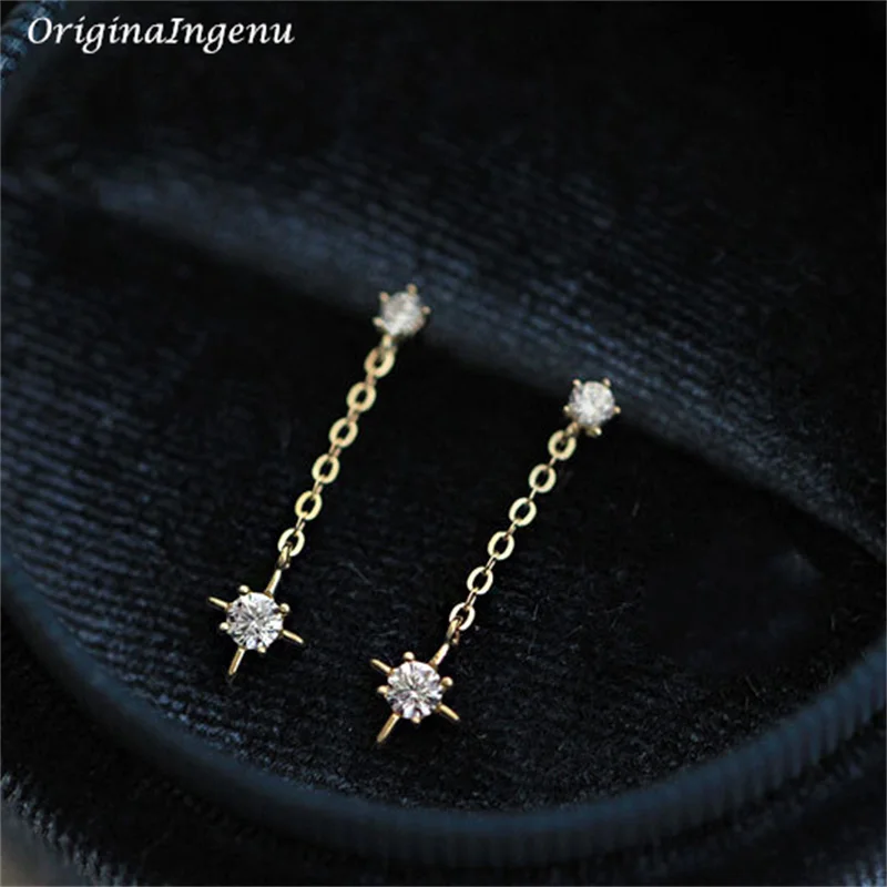 

Solid 9K Gold Dainty Dangle Cross Earrings Statement Zircon Earrings 9k Gold Jewelry Minimalist Tarnish Resistan Fine Jewelry