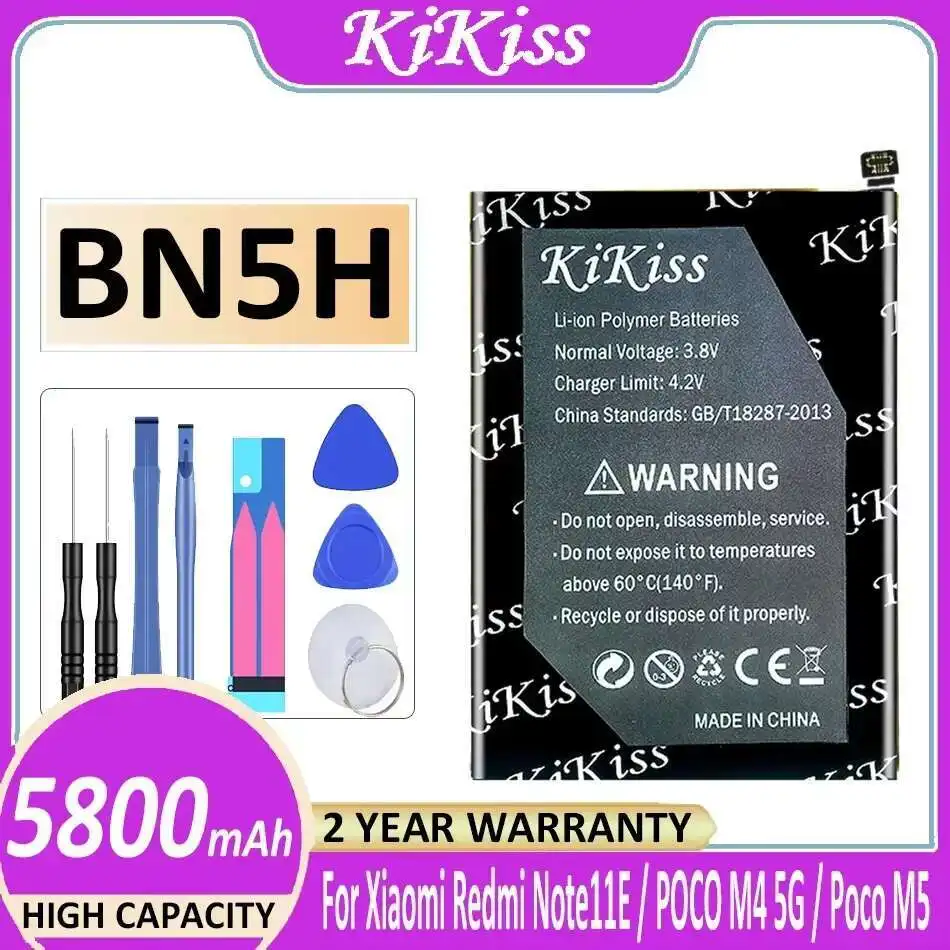 

Mobile Phone Battery 5800mAh Long-Lasting Good Low-Temperature Performance BN5H For Xiaomi Redmi Note11E Note 11E Poco M4 5G M5