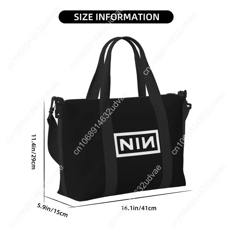 NIN Retro Logo Print Travel Duffel Bag Portable Sports Gym Yoga Bag Weekender Overnight Handbag Carry on Luggage Tote Bags - view 2