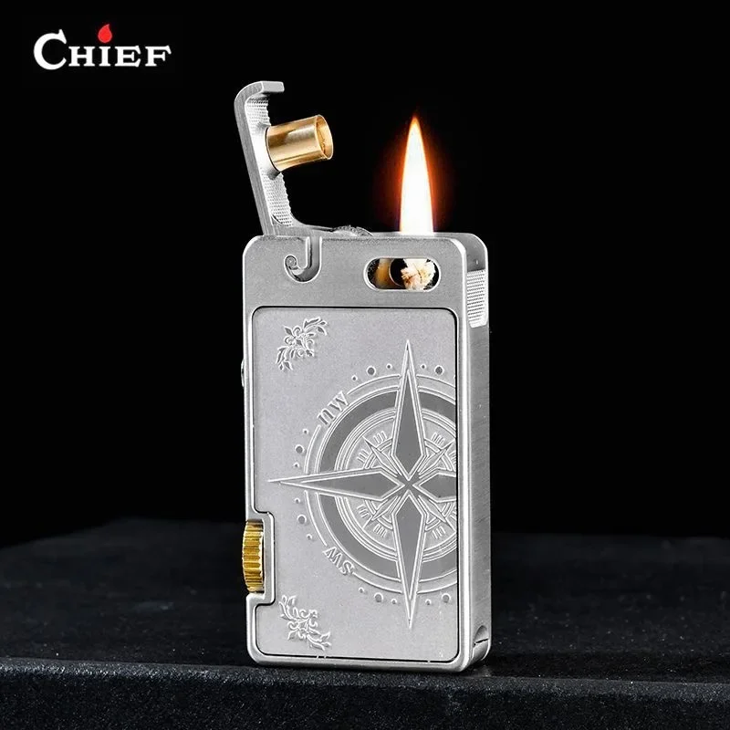 

2025 new Chief Metal Lighter Creative One-click Start Ignition Fine Tangcao Personality Retro Creative Smoking Ignition Tool