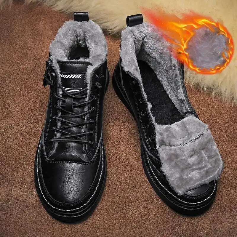 

2025 New Men Shoe Boot Winter High Leather Fashionable Cotton Boots, Men's Shoes Outdoor Casual Shoes, Atillas De Hombre
