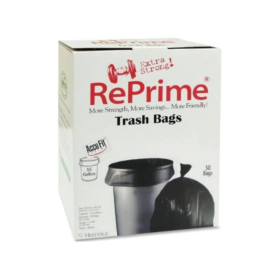 

Мешки для мусора AccuFit RePrime Can Liners для Heritage HERH8053PKRC1, 50 штук, черные, 55 галлонов, с превосходной посадкой и повышенной прочностью