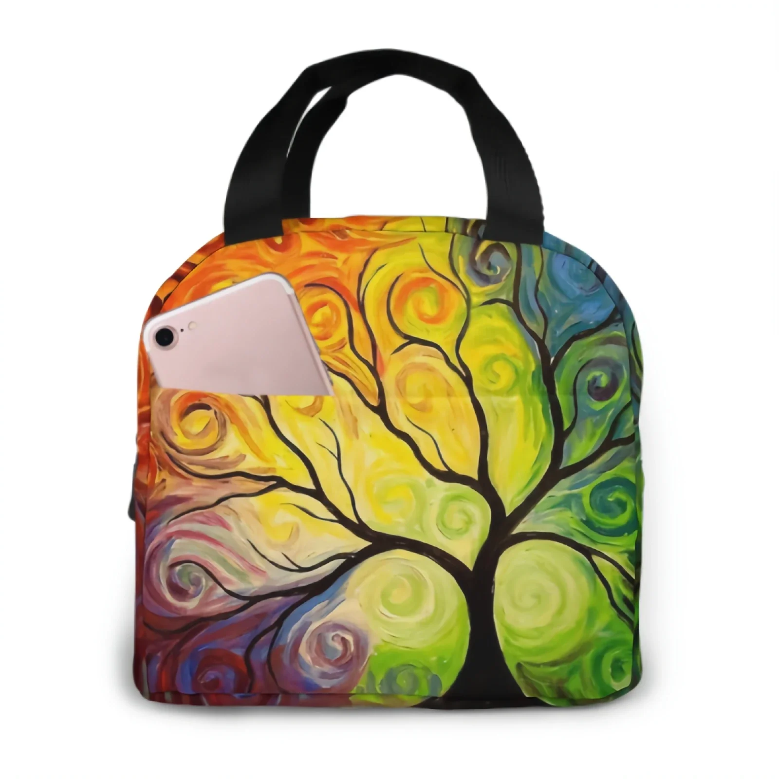 Rainbow Tree of Life Lunch Bag Adult Tote Bag Reusable Lunch Box Container For Women Men School Office Work