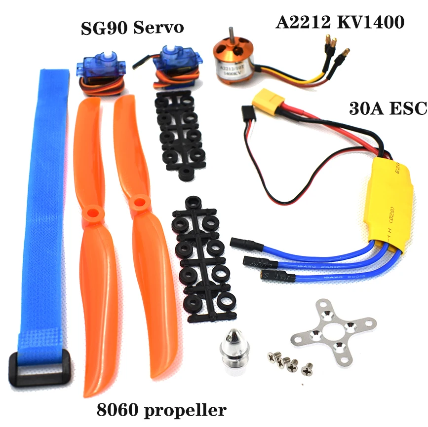 

Hot A2212 2212 1400KV Brushless Motor XXD 30A ESC SG90 9G Micro Servo 8060 Propeller Set for RC Fixed Wing Plane
