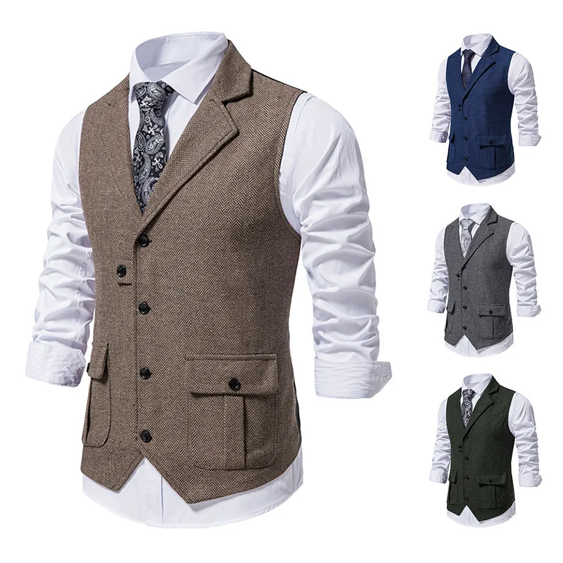 

XX831Host vest winter waistcoat vest amazon groom tweed suit