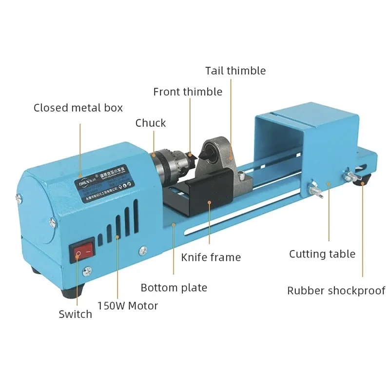 New Mini Wood Lathe Machine Set 7 Speed Miniature Buddha Pearl Lathe DIY Woodworking Beads Grinding Polishing Drill Rotary Tool
