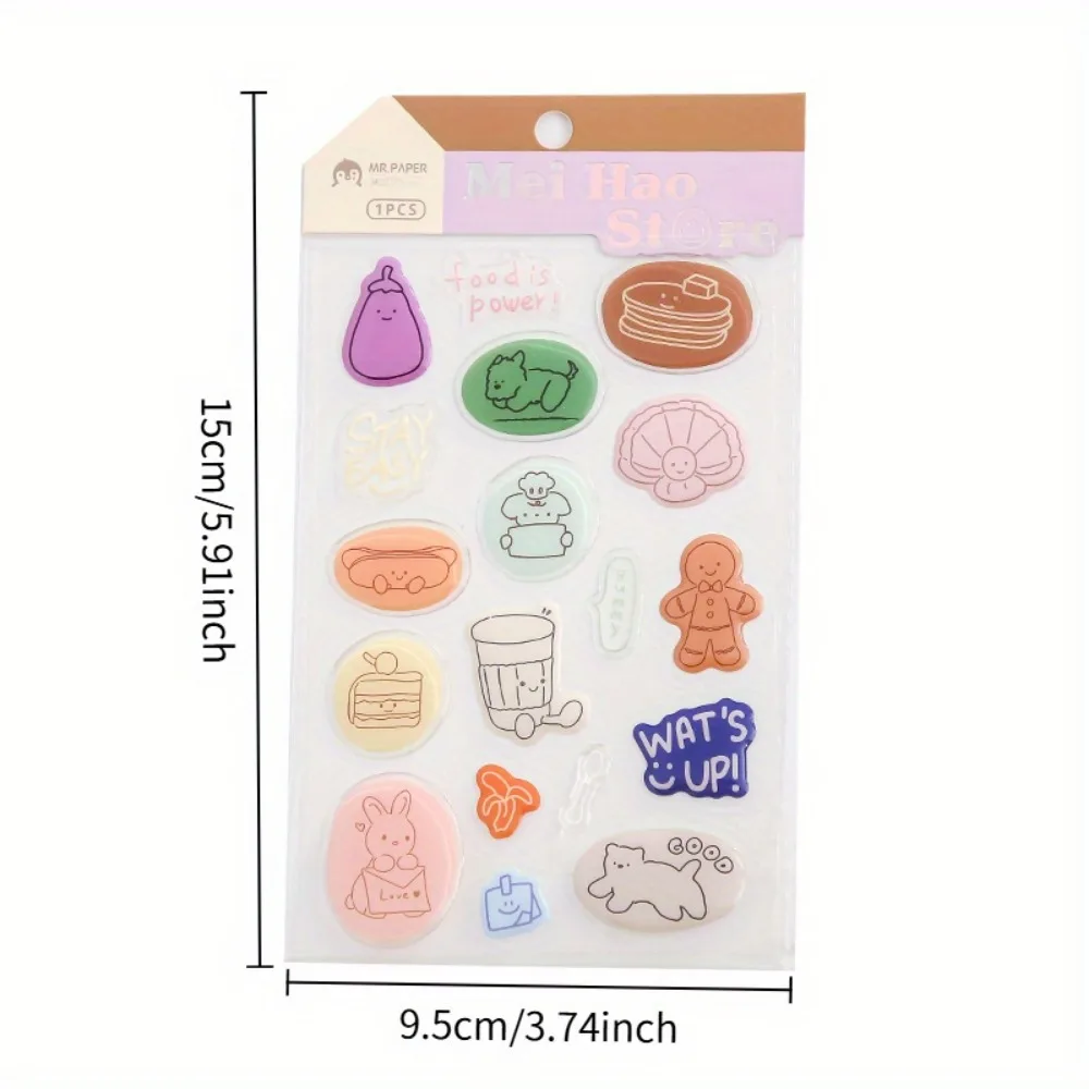 60 قطعة من 4 ملصقات حساب إيبوكسي مسطحة على الطراز الكوري اللطيف، مواد تزيين كتيب اليد DIY ملصقات بطاقات goo #6