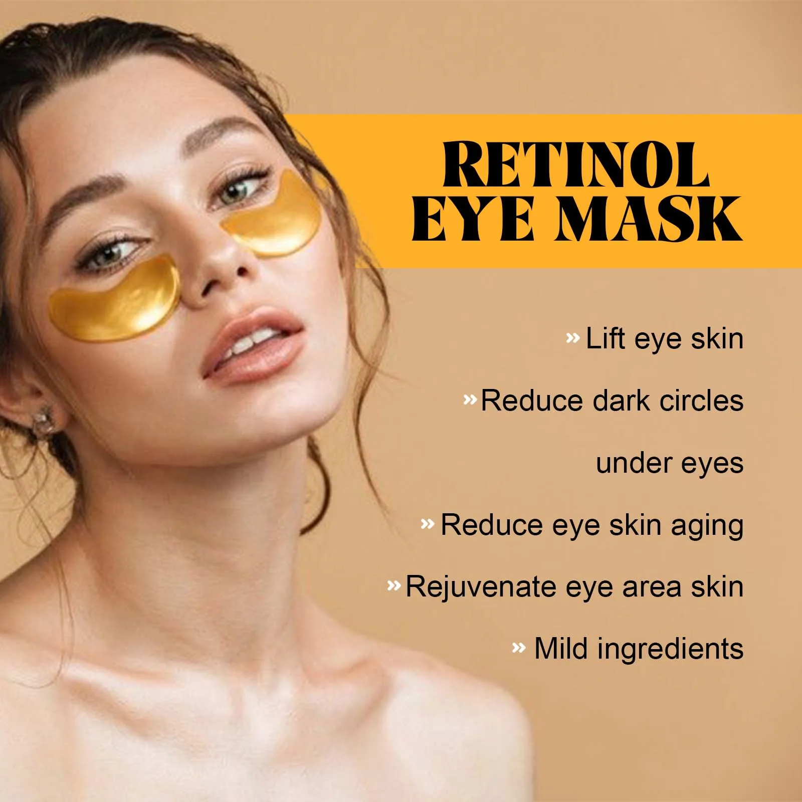 Masque contour des yeux au rétinol, anti-cernes, anti-poches, raffermissant, au collagène, hydratant, à l'aloe vera, réparateur et raffermissant, illuminateur. Patchs contour des yeux._voghion.com