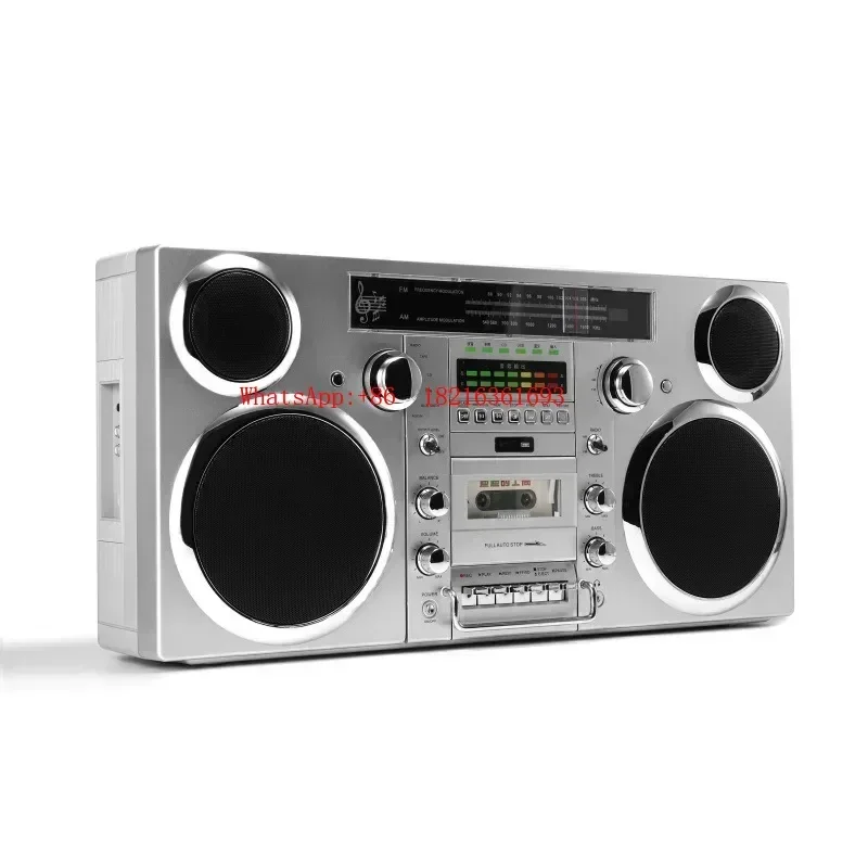 2026GOOD Portable Brooklyn 1980s CD, Cassette Tape, FM Radio, USB And Bluetooth Speakers - Silver/black