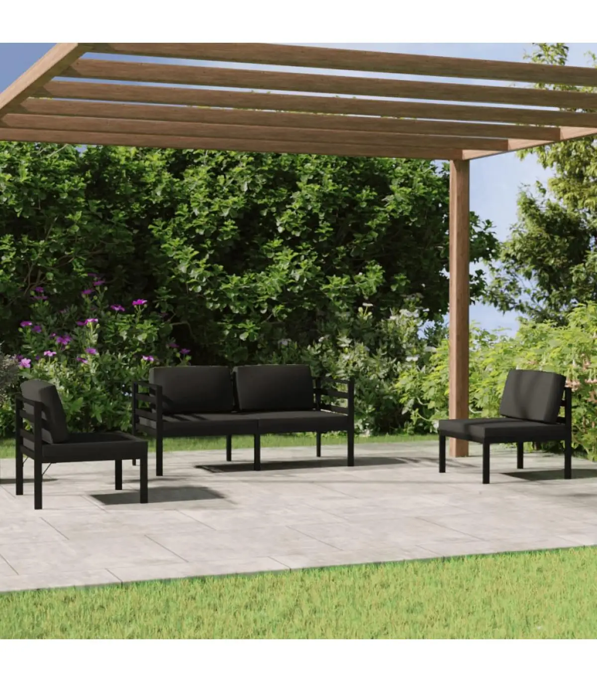 Garden sets Set garden furniture 4 PCs and cushions aluminum anthracite gray