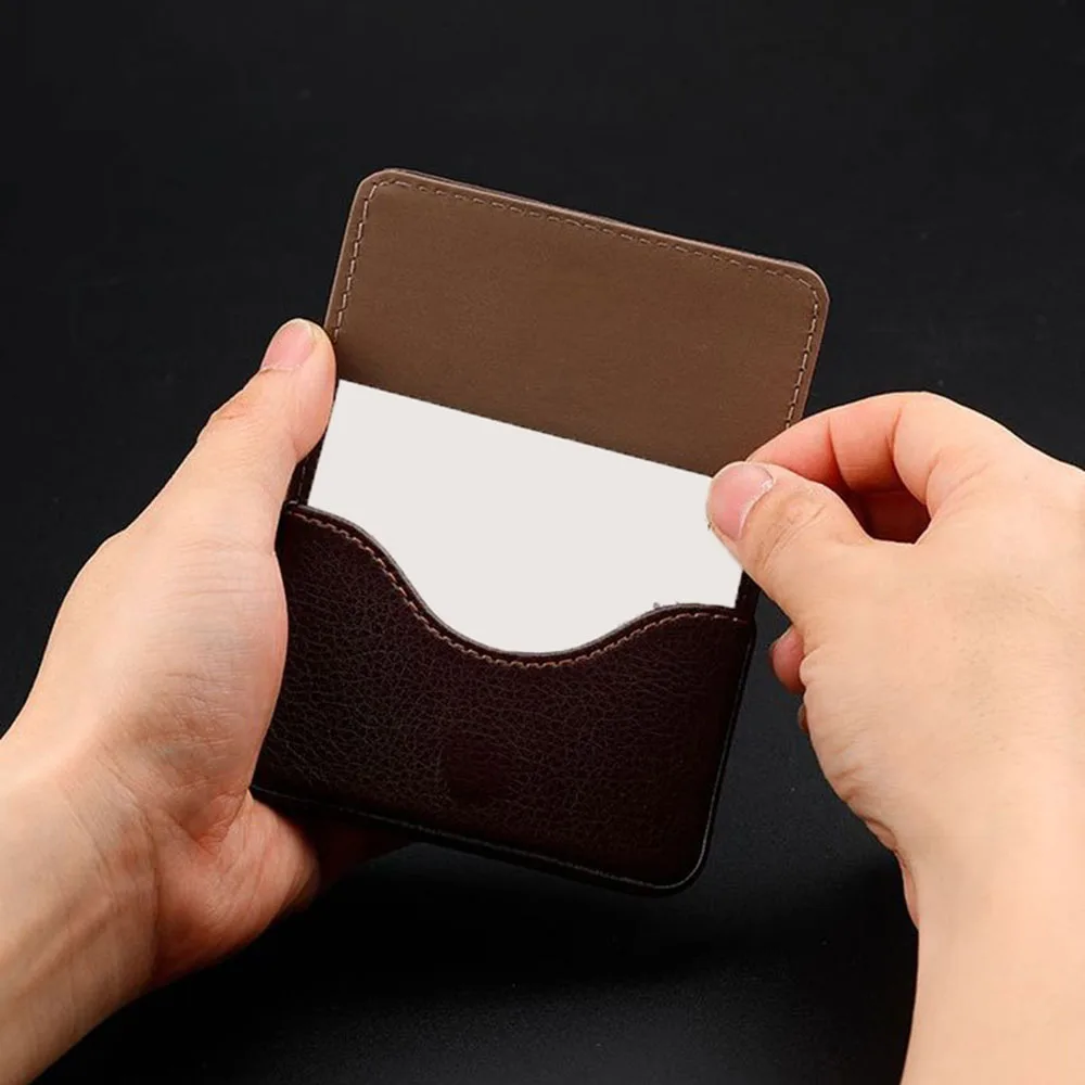 1PC PU Leather Business Card Holder For Men Large Capacity Bank Card Case With Buckle High Quality Card Container Wholesale