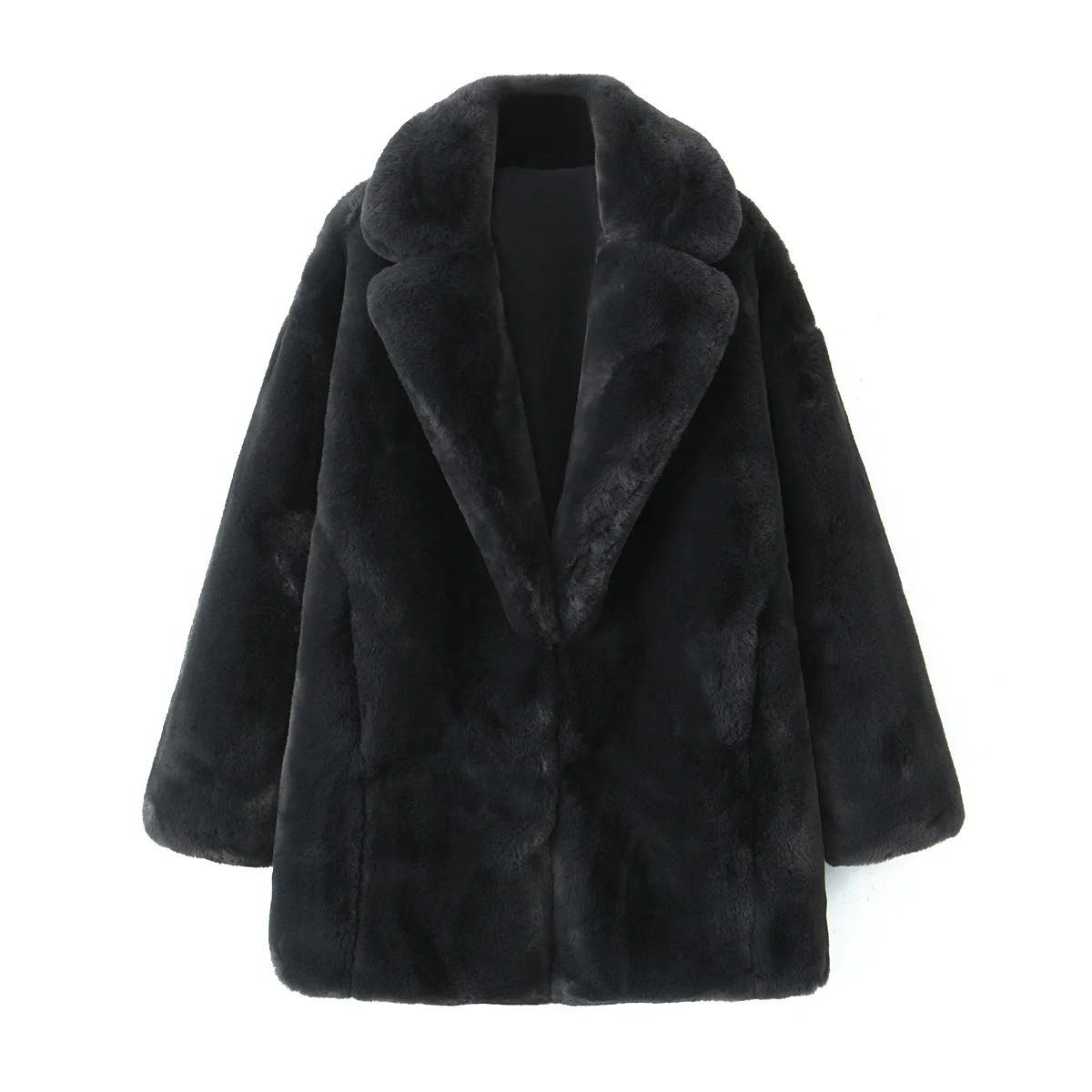 Taop&Za women's 2024 autumn and winter new jacket with a lapel and faux fur effect for commuting style short top