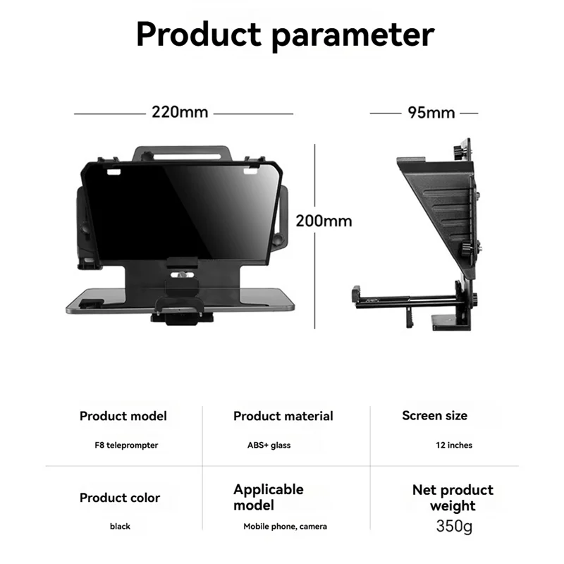 A72Z F8 Universal Teleprompter For Tablets Laptops Smartphones Cameras For Live Streaming And Recording With Large Screen