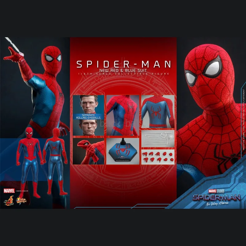 Original Hot Toys SpiderMan action Figure Spider-Man：No Way Home Figures HT MMS679 Spider Man figurine RED BLUE Suit Toys Gift