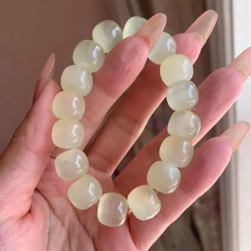 Natural Blue White Jade Grape Jade Bracelet Oil-Run Ethnic Style Awaken Lion Hand-Held Women's Green Ring Light Luxury Jewelry