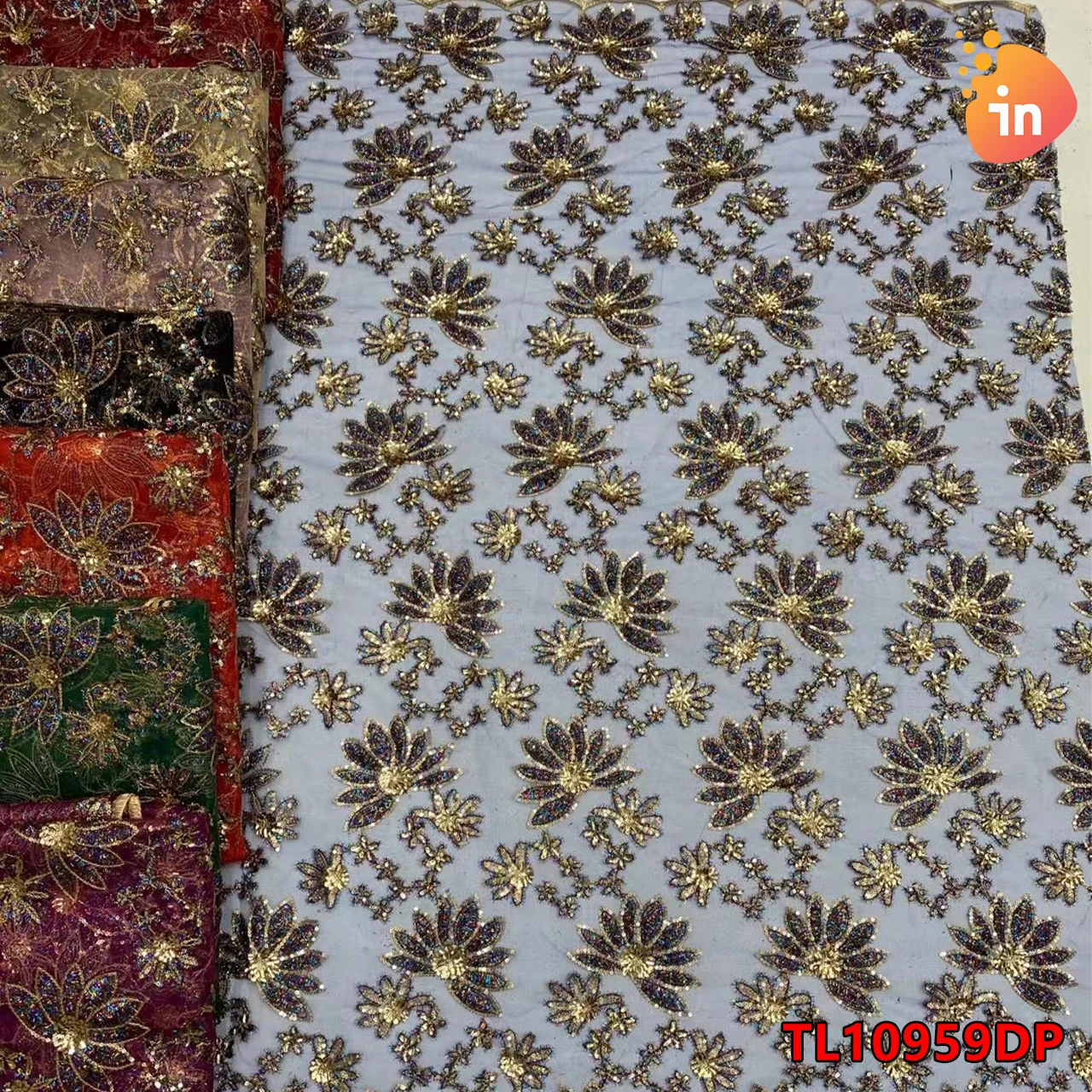 

Latest High Quality Elegant Classic Embroidered Lace African French Mesh Sequin Lace Fabric For Wedding Dress TL10959DP