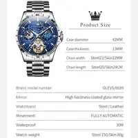 OLEVS-Montre-bracelet mécanique étanche pour homme, modules de volant d'inertie, montre automatique Seton, ciel étoilé Shoous, montre d'affaires 6