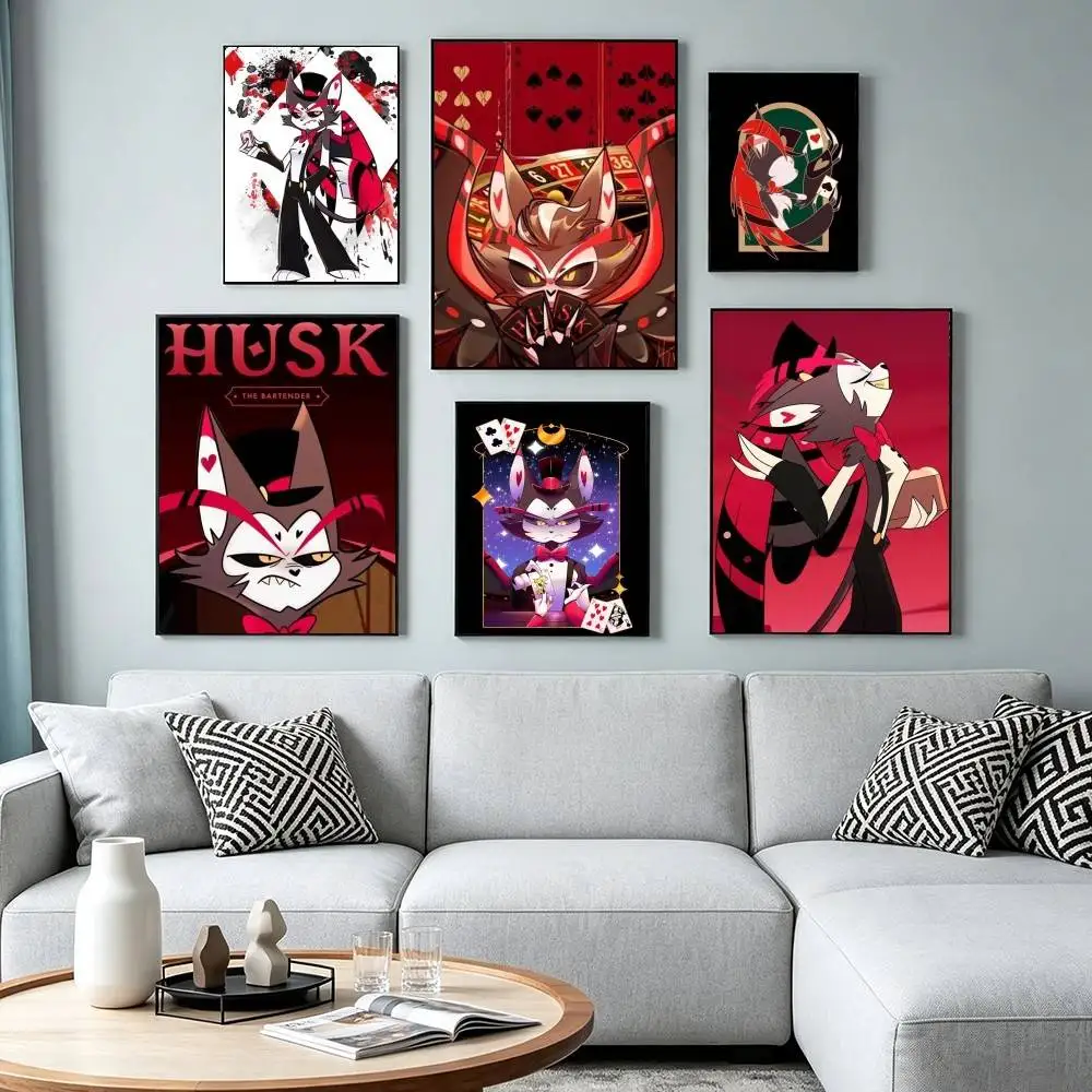 H-Hazbin Hotel Husk  Poster High Quality Dorm Living Room Aesthetic Wall Decoration Painting Stickers Gift