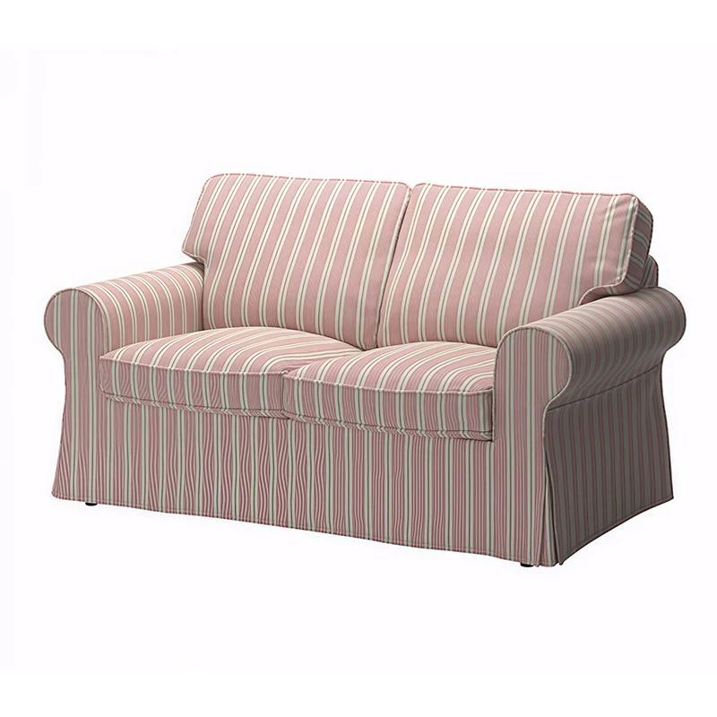 

Retro French pastoral red striped removable and washable fabric small apartment living room bedroom triple double sofa
