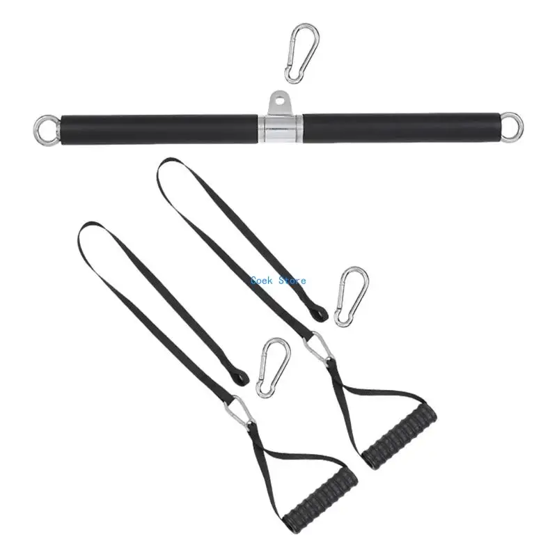 

11UE Pull Down Bar Cable Machine Attachment with Strap & Handle Heavy Duty Gym Bar
