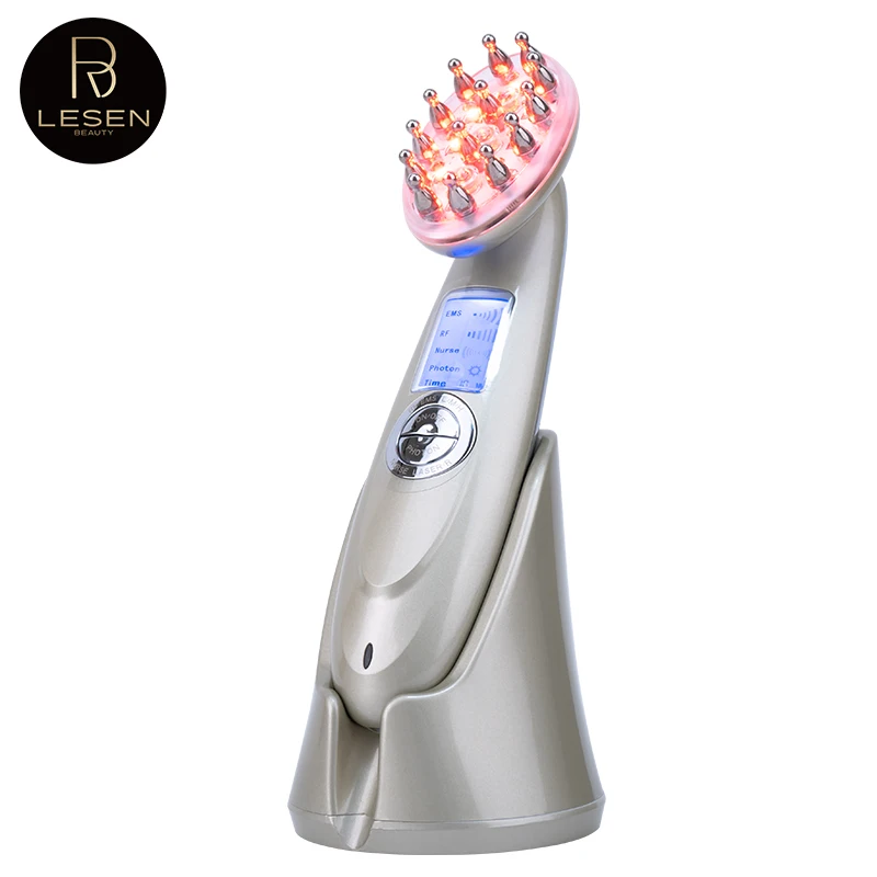 EMS hair care hair loss treatment Infrared radio frequency vibration anti-dropping massager scalp massage comb micro-current