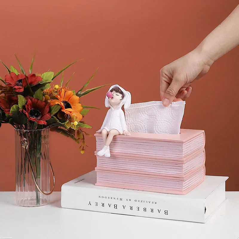 

Nordic Home Decoration for Girls, Tissue Boxes, Resin Crafts Ornaments, Living Room, Desktop, Bathroom, Toilet Roll Holder
