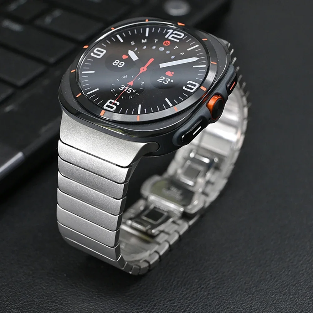 NO Gaps Metal Strap for Samsung Galaxy Watch Ultra 47mm Stainless Steel Wrist Bracelet for GALAXY ULTRA Butterfly Buckle Band