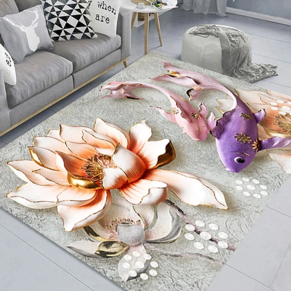 Vintage Flower Area Rug, Spring Floral Pattern Carpet Living Room Bedroom Bathroom Indoor Garden Yard Mat Home Decor Doormat