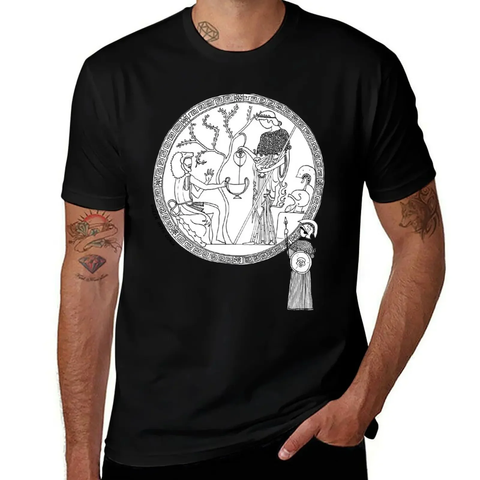 Greek Myth Comix - Athene and Heracles roundel T-Shirt anime clothes anime t shirts vintage t shirt men